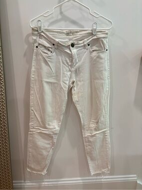 Free People White Cropped Slim Jeans